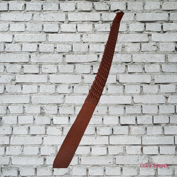 Belt Women Vintage German Made Brown Hipster Genuine Leather Size 36 Check Desc - Picture 3 of 9